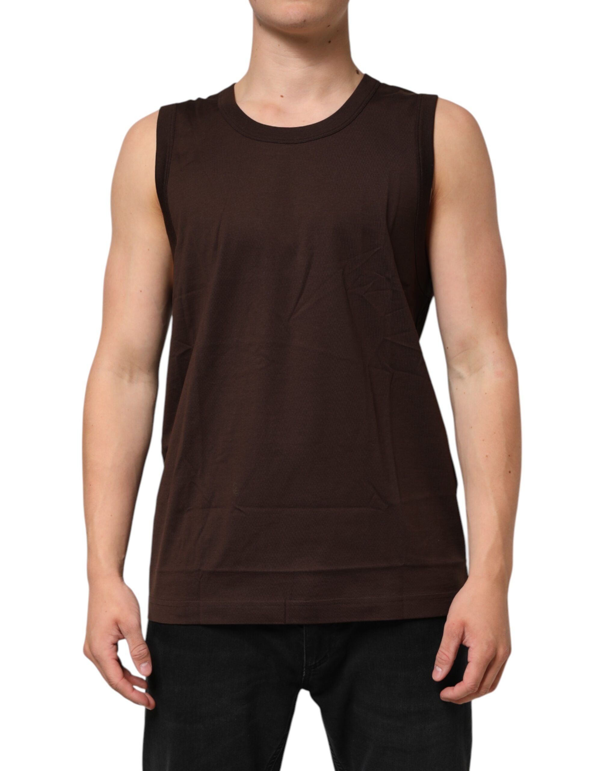 Dolce & Gabbana Brown Cotton Sleeveless Underwear Men Tank Top