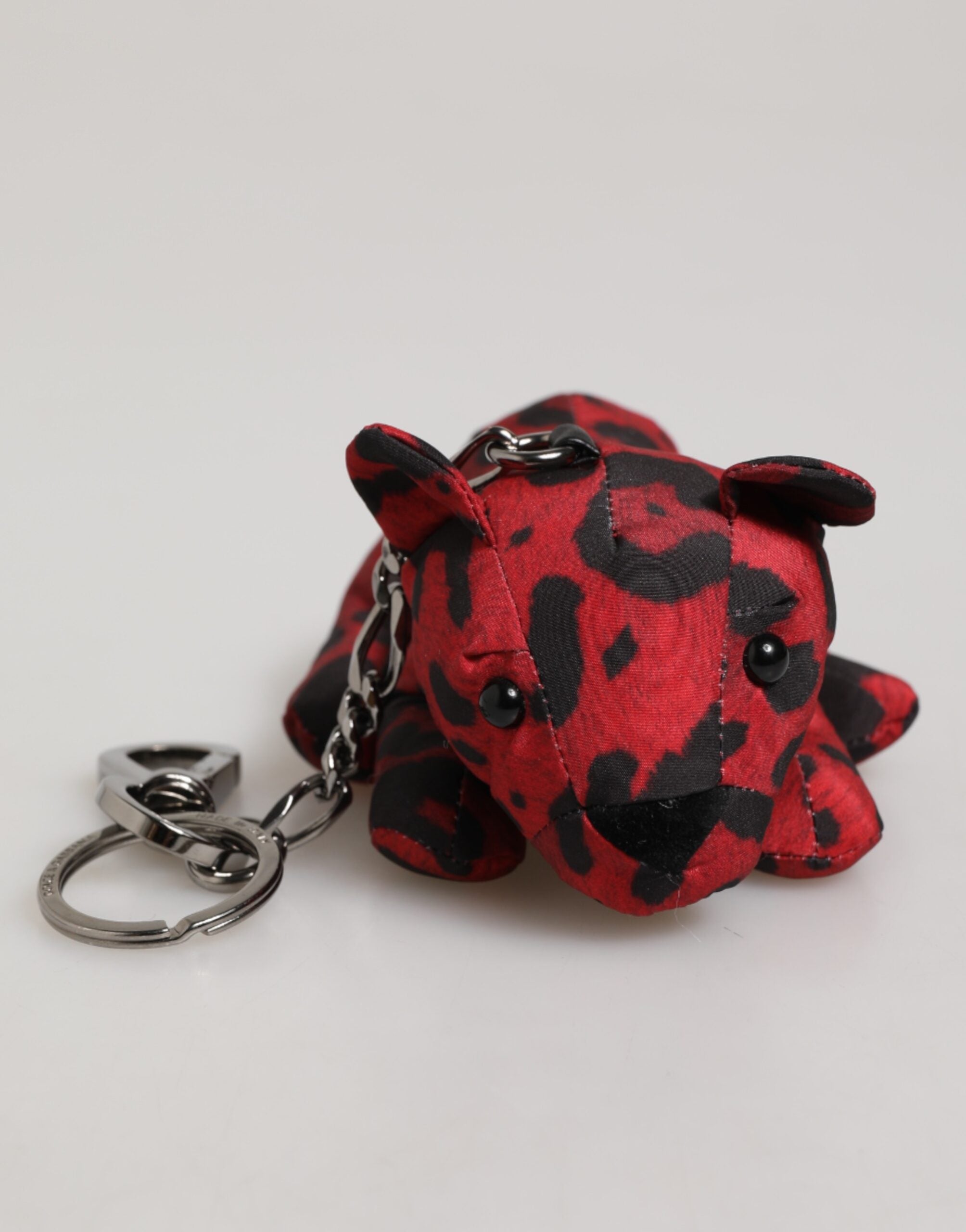 Dolce & Gabbana Red Black Polyester Animal Silhouette Bag Keychain Keyring