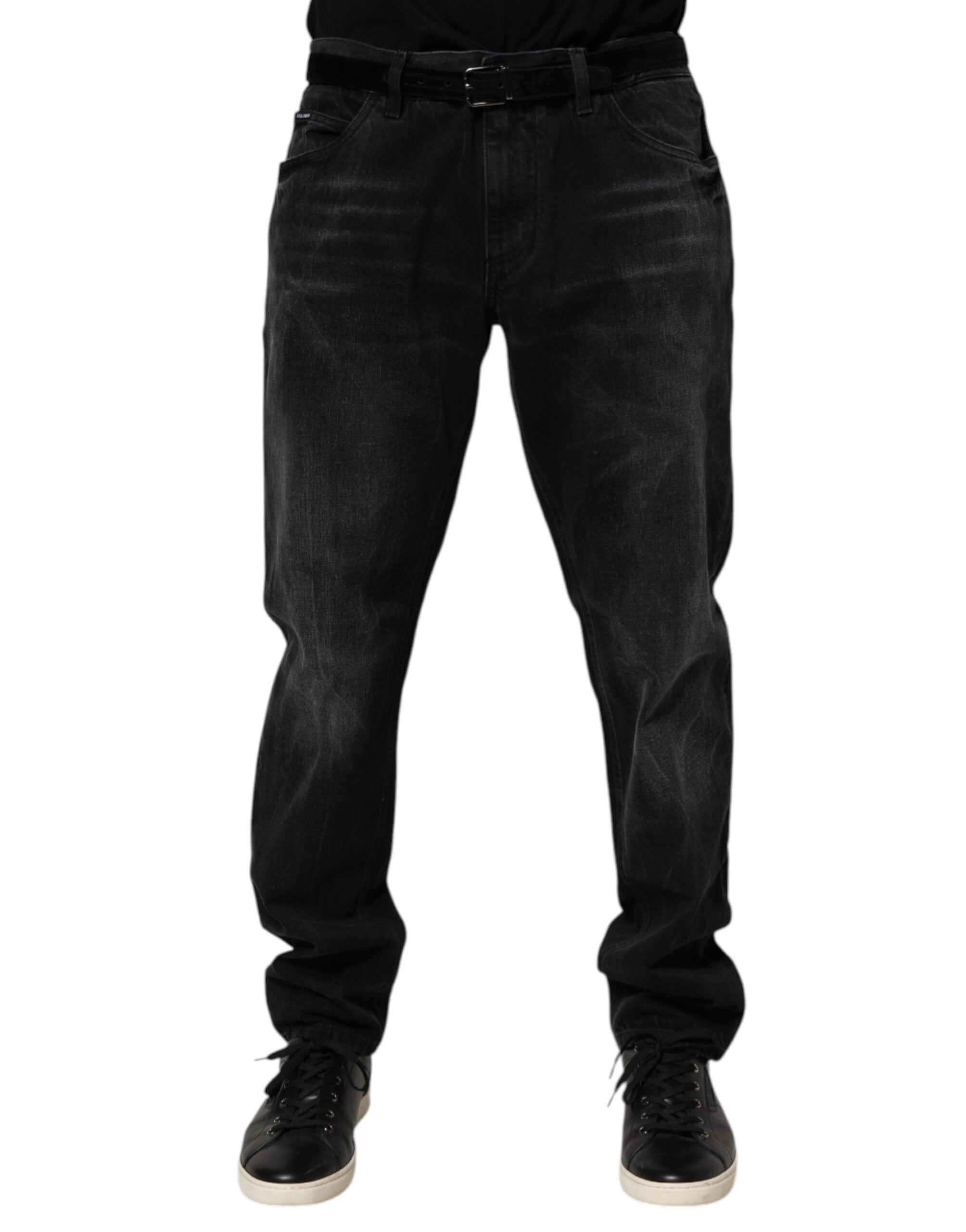 Dolce & Gabbana Black Washed Cotton Skinny Men Denim Jeans