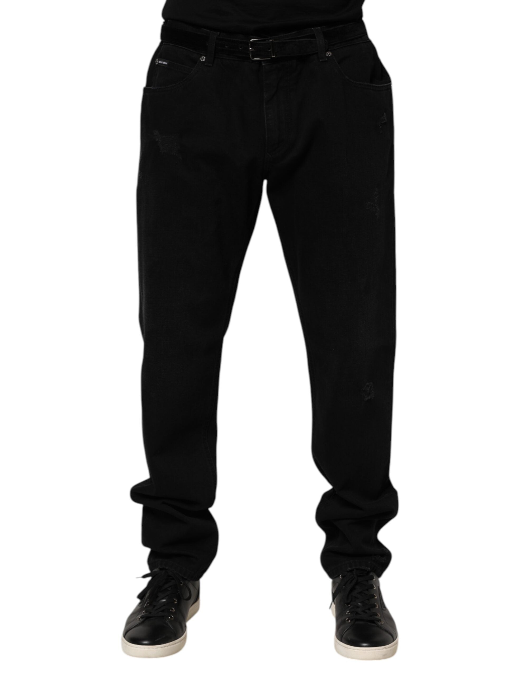 Dolce & Gabbana Black Cotton Regular Denim Men Trouser Jeans