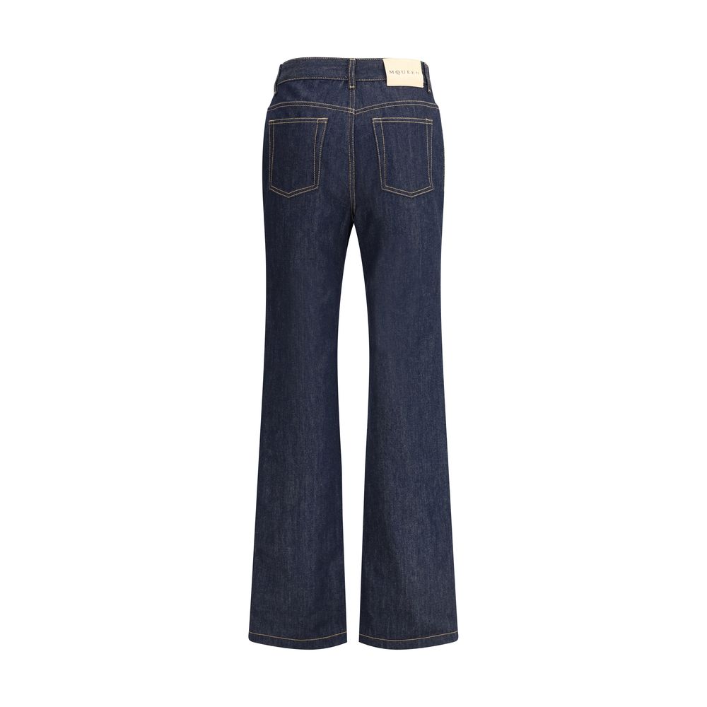 Alexander McQueen Blue Cotton Straight-Leg Jeans