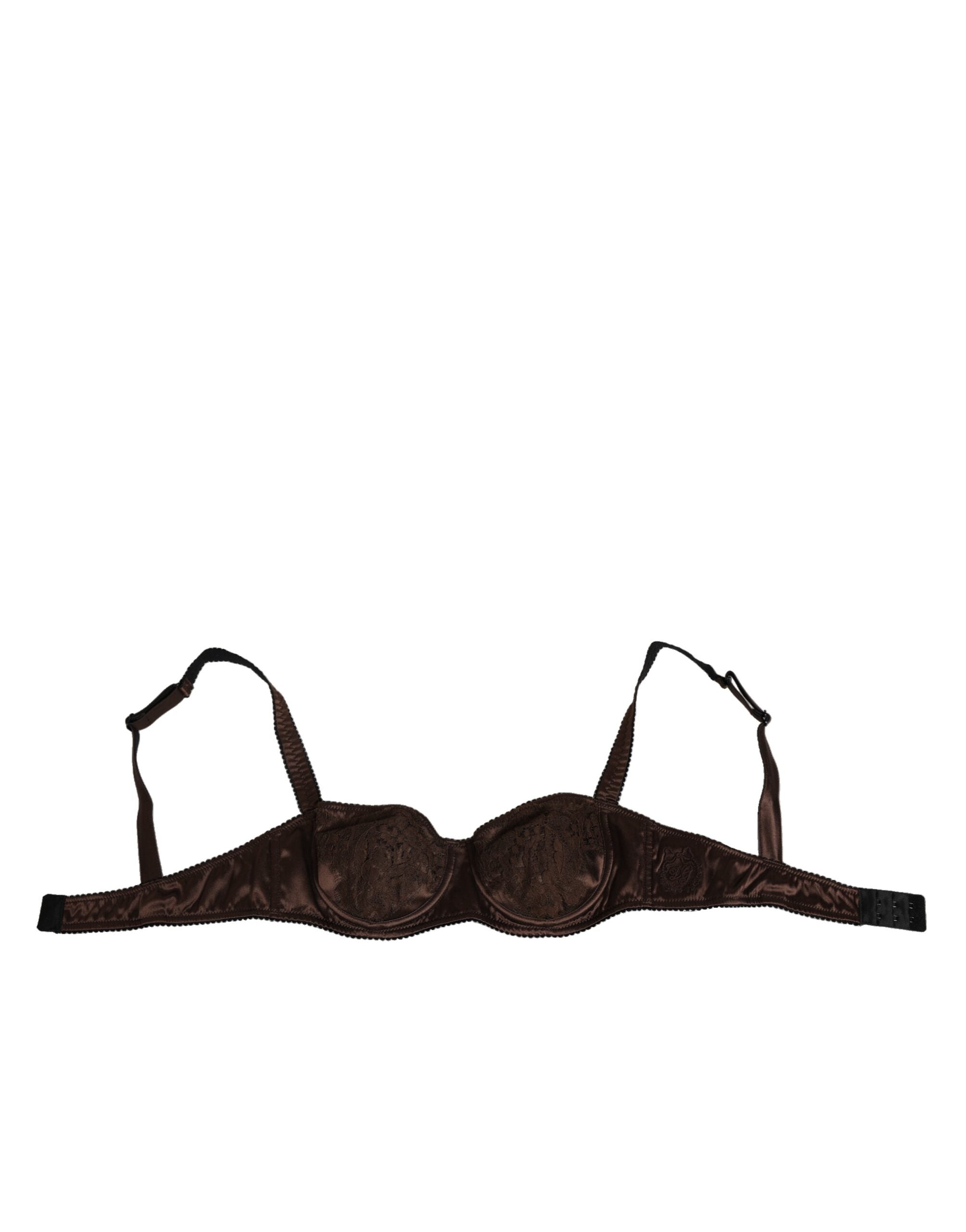 Dolce & Gabbana Brown Silk Underwired Balconette Bra Underwear