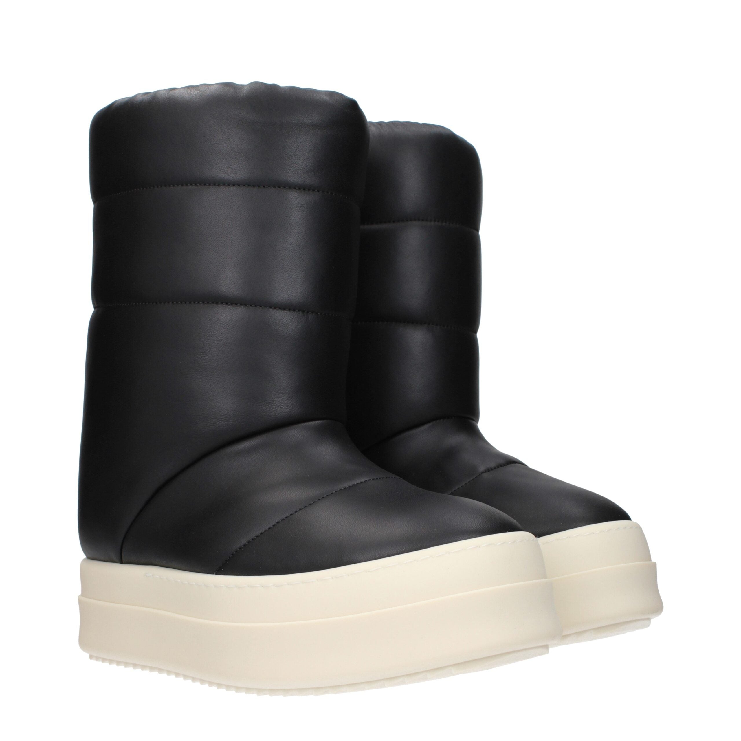 Rick Owens Black Leather Ankle Boots