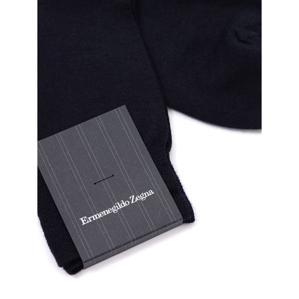 ZEGNA Navy Blue Wool Socks