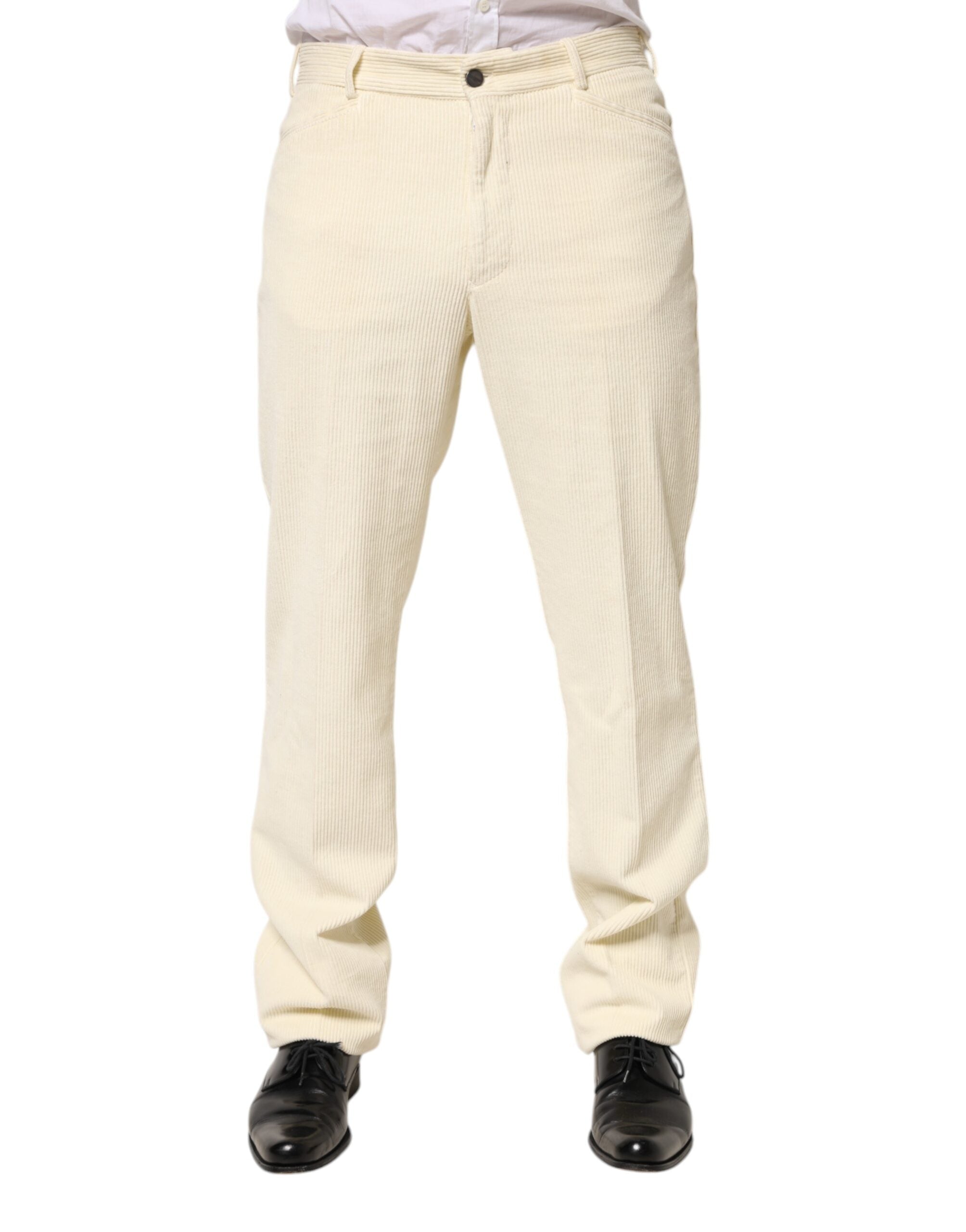 Burberry Beige Corduroy Cotton Straight Men Trouser Pants