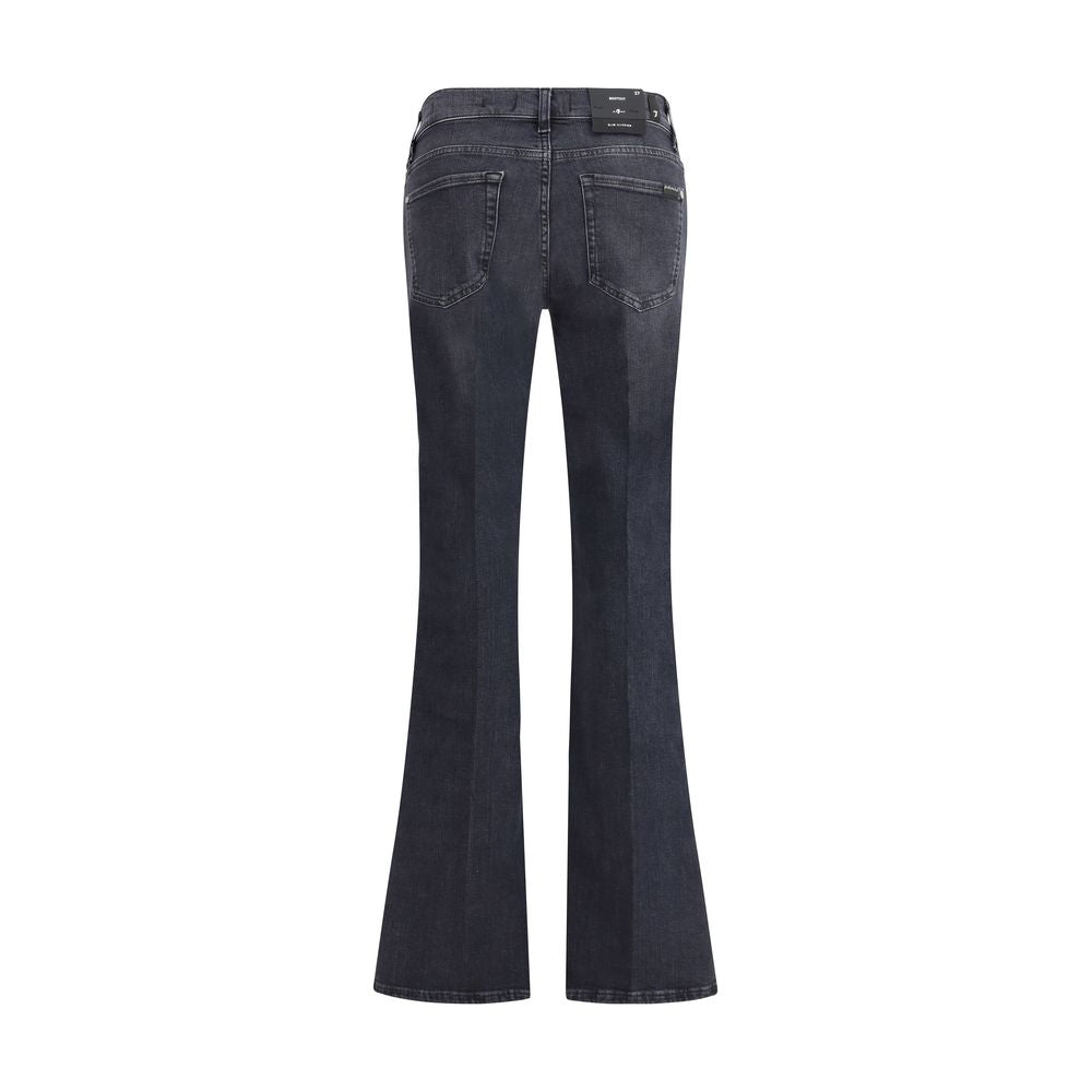 7FOR Black Cotton Bootcut Jeans