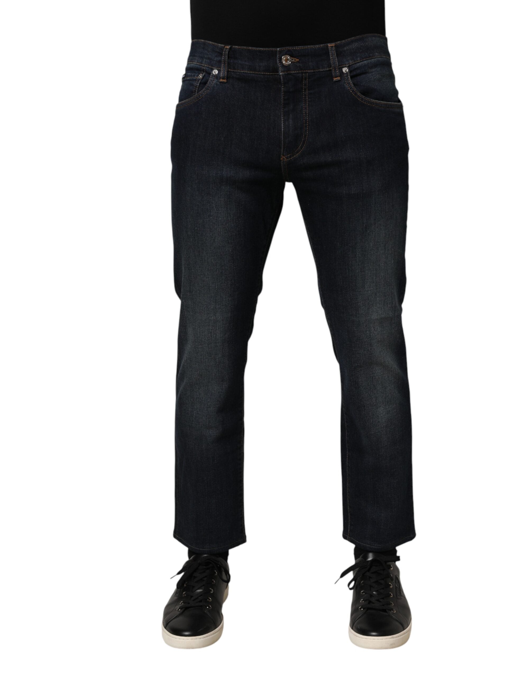 Dolce & Gabbana Dark Blue Cotton Skinny Men Denim Jeans