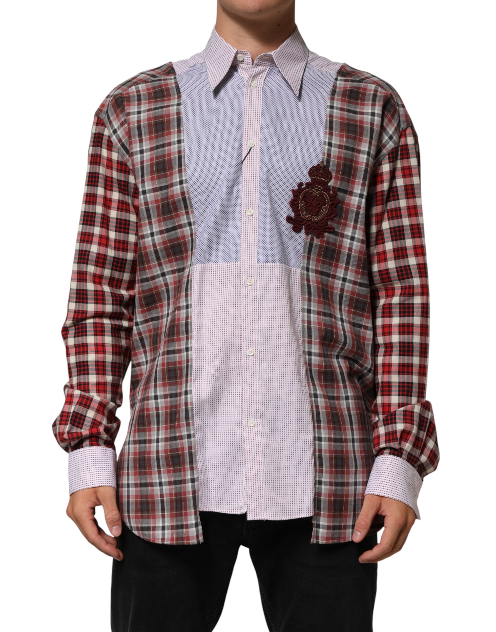 Dolce & Gabbana Multicolor Cotton Collared Checkered Shirt