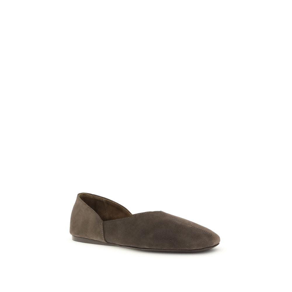Khaite Brown Calf Leather Bos Taurus Ballet Flats
