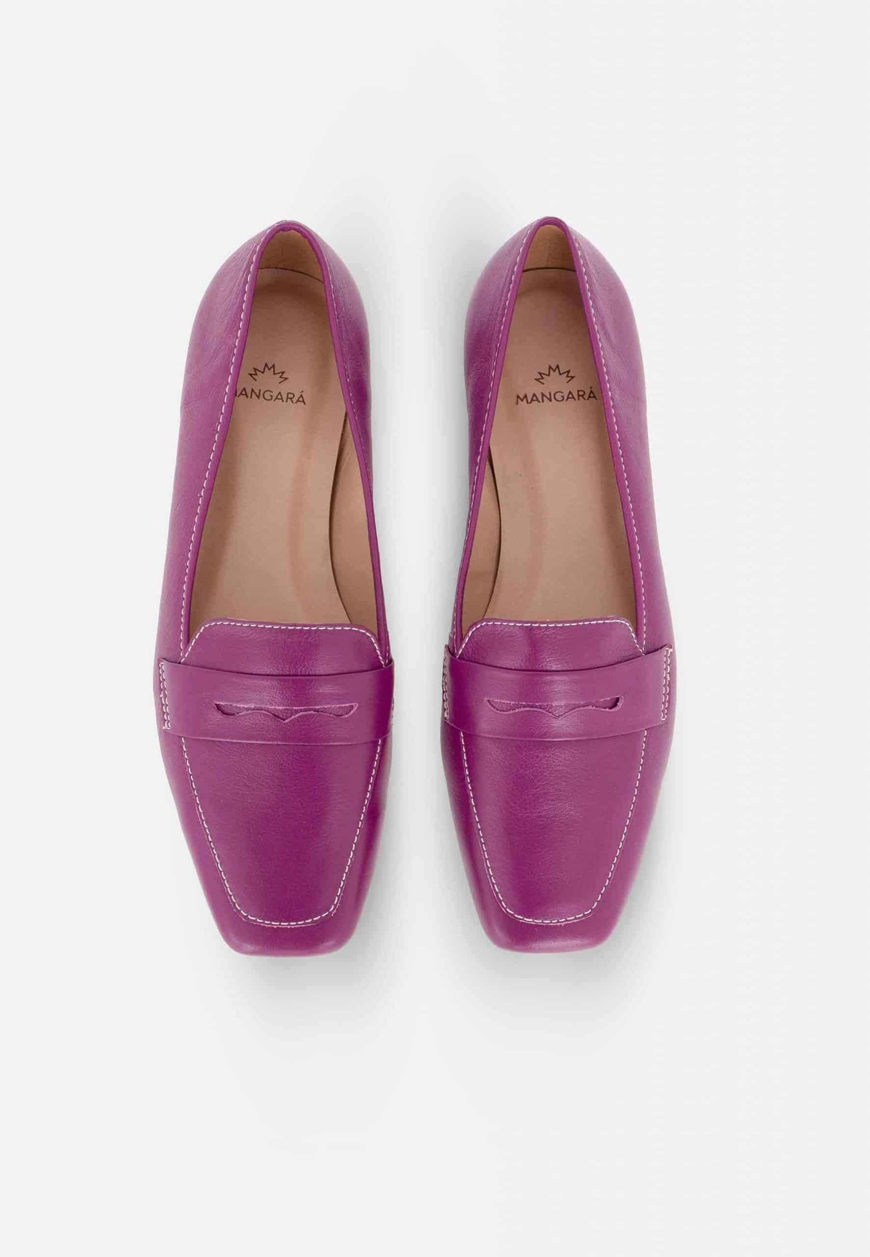 Mangará Atelier Purple Leather Flats Cipó – Women’S Square-Toe Loafers