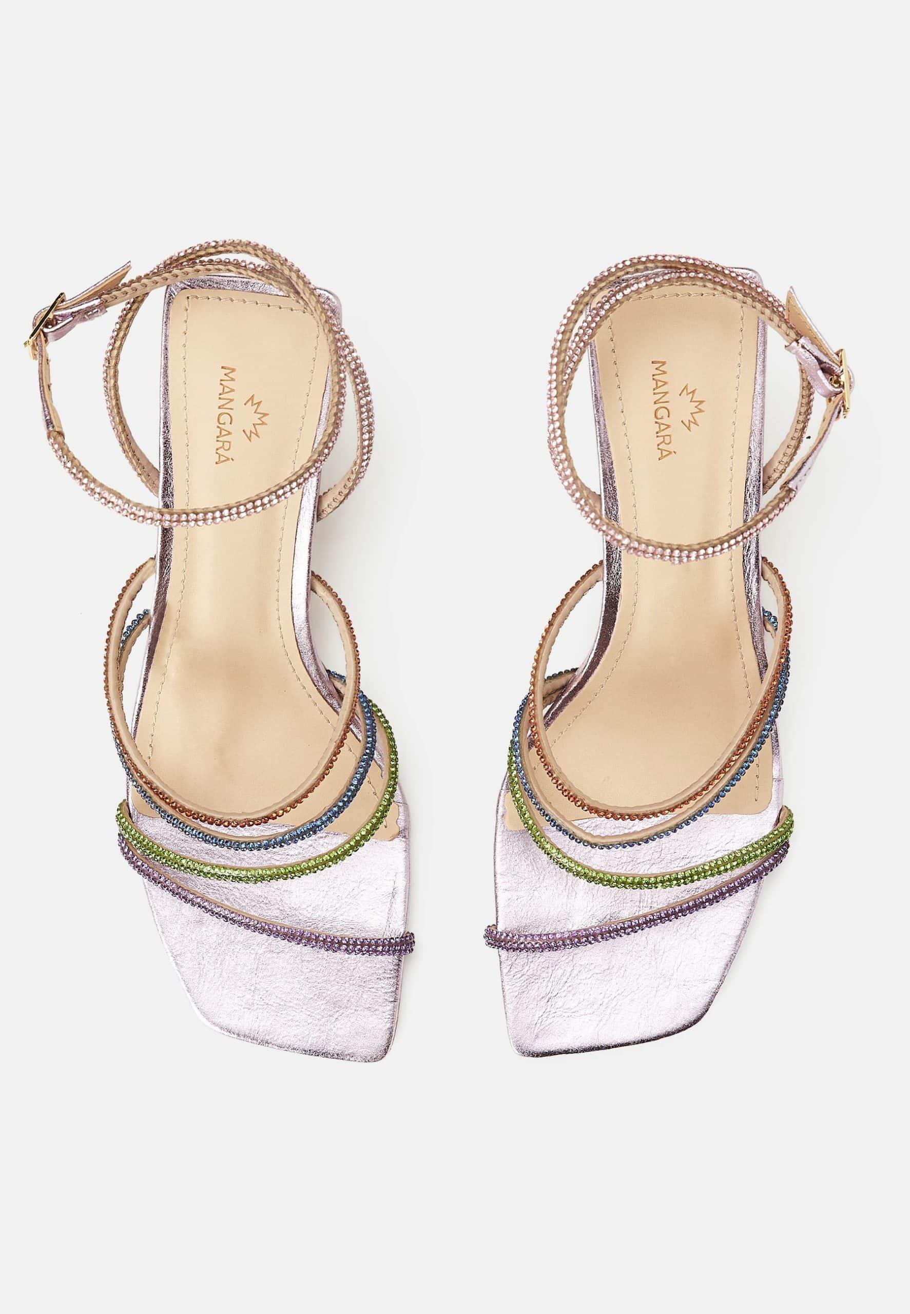 Mangará Atelier Multicolor Crystal Strappy Sandals – Elegant Women’S Flat Shoes