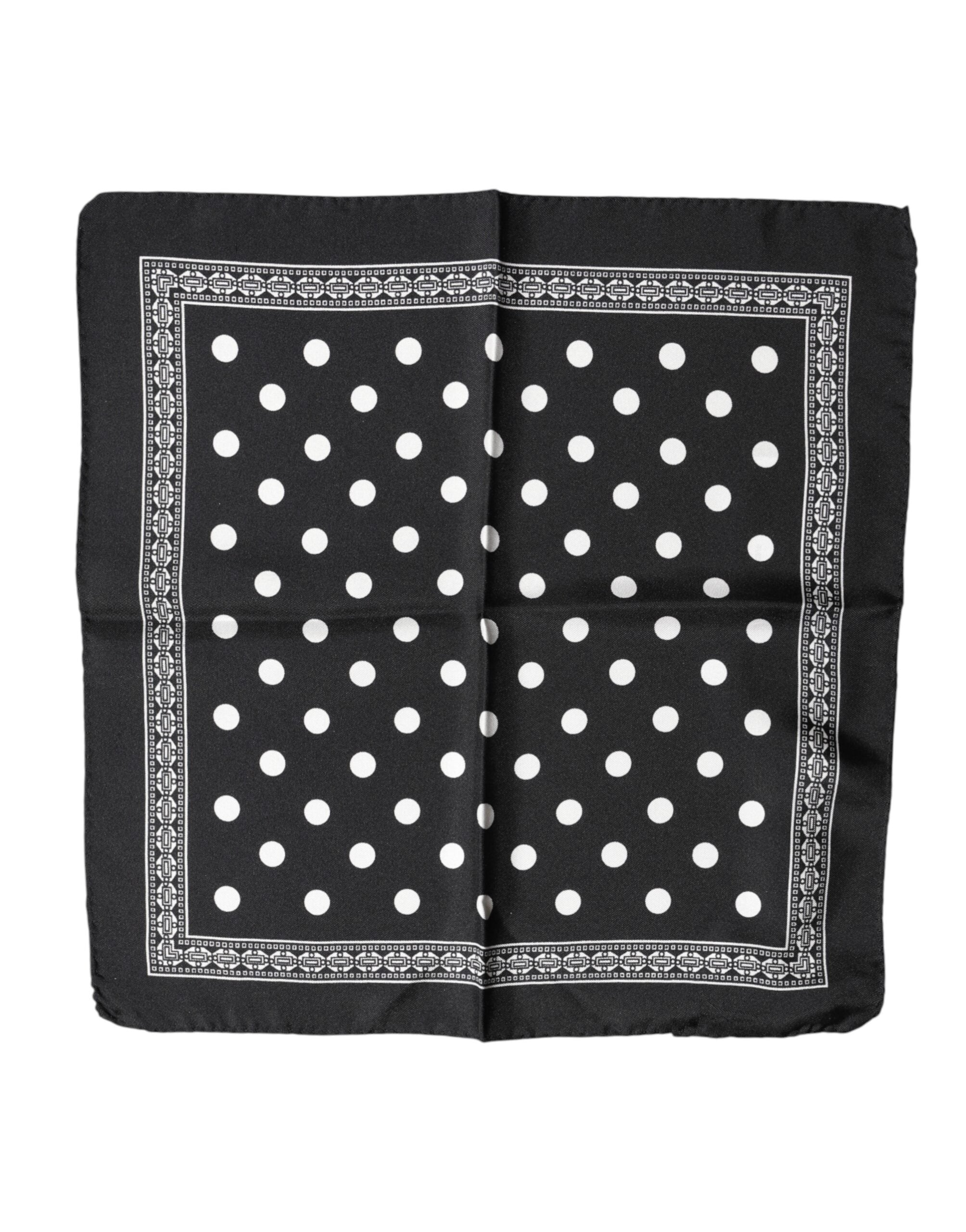 Dolce & Gabbana Black Polka Dot Square Handkerchief Scarf